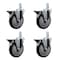 Service Caster 5'' Black Poly Wheel Swivel 3/4'' Square Stem Caster Set with Brake, 4PK SCC-SQ20S514-PPUB-BLK-PLB-34-4 - alternate 1